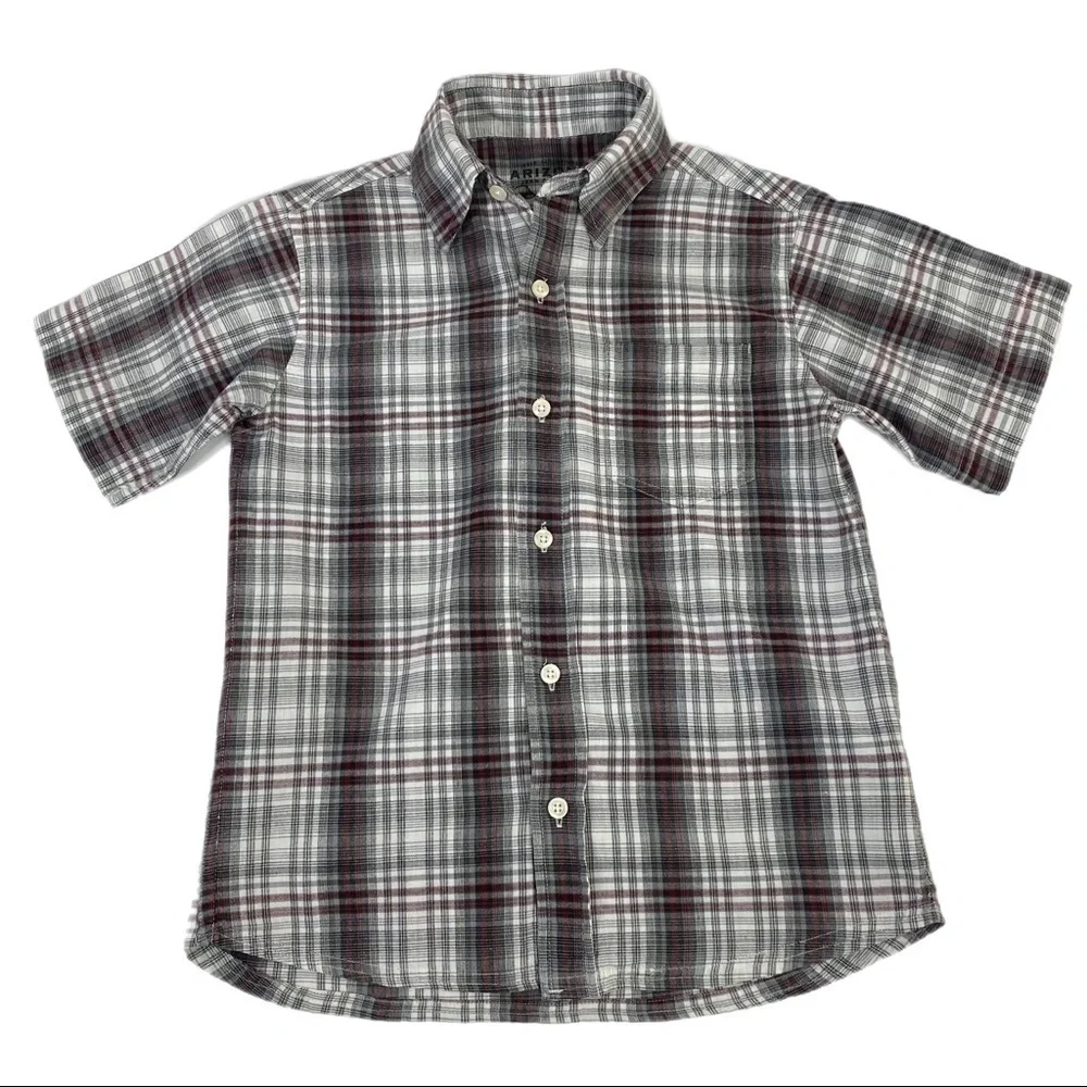 Arizona Jean Company Boy’s Plaid Short Sleeve Button Down